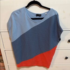 Colorblock Women's Top - Blue, Gray, Red